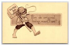 Artist Signed Fred Cavally Comic Bowery Kids Suffrage Sign Sepia DB Postcard V5 picture