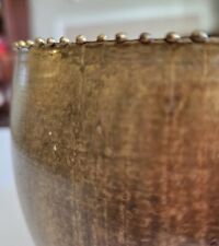 Small Antiqued Brass Planter Pot W/ Beaded Edge 4