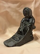 Edmund WOLF ORIGINAL Sculpture Inuit on Sled Soapstone Figurine - Chipped 1266r picture