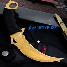 Straight Edge Razor Fixed Blade GOLD Cleaver TANTO Hunting Knife Karambit CLAW picture
