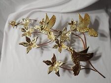 Vintage MCM Brass Wall Art Hanging Decor Hummingbirds Flowers Branches Copper picture