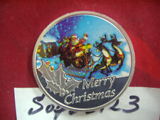  Santa & Reindeer North Pole Merry Christmas With St Nick Silver Plated Coin picture