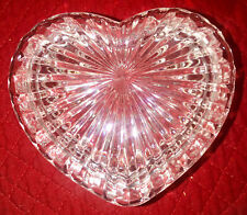 Beautiful VTG Glass Heart Shape Trinket Box Jewelry Dish Ring Box picture