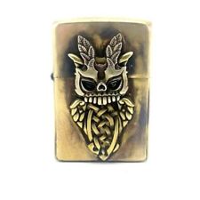Nordic Style Engraved Owl Skull with Zippo Lighter - Mystic & Artistic picture