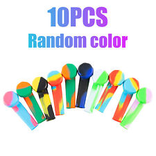 10pc 3.4'' Mini Silicone Smoking Hand Pipe with Metal Bowl &Cap Lid Pocket Pipe； picture