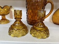Vintage LE Smith Pair Of Brown Moon And Stars Candle Stick Holders picture