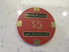 $5 NEVADA CLUB Casino Las Vegas Red & BRASS + FREE Mystery Bonus Poker Chip  picture