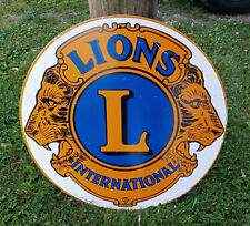 Vintage LIONS CLUB INTERNATIONAL 30” Round Metal Road Sign. picture