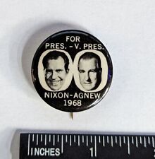 Nixon-Agnew 1968 - For Pres. - V. Pres. Campaign Pinback Button 1 1/4
