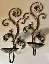 Ornate Scroll Candle Wall Sconces Cast Iron Bronze Color Metal picture