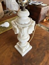 Old Antique Vtg Ca 1950s Hand Carved Alabaster Table Lamp Italy Layered Petals picture