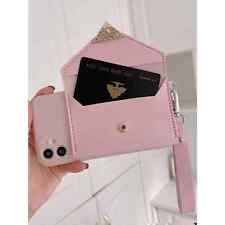 Heart Buckle Wallet IPhone Case light pink and black 12 mini 12 pro 12 pro max picture