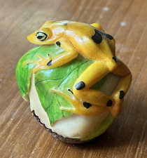 Vintage Panamanian Yellow-Spotted Frog Tagua Nut Carving---New, signed by artist picture