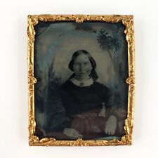 Young Woman w/ Hair Bow Ambrotype c1860 Antique 1/9 Plate Lady Girl Photo H1044 picture