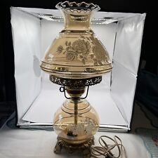 Huge Victorian Gone With the Wind Hurricane Amber Double Globe Rose Parlor Lamp picture
