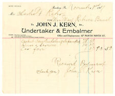1907 RECEIPT - UNDERTAKER & EMBALMER - BURIAL OF MRS MARY ROBERTS - READING PA picture