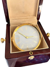Vintage Chass Quartz Clock Mahogany Red Wood Brass Accents Captain's Clock picture