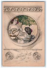 1908 New Year Womens Clark Art Nouveau St. Louis Missouri MO Antique Postcard picture