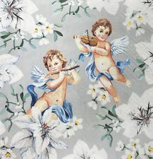 Two Individual Paper Luncheon Decoupage Napkins Angels Cherubs Violin Flowers picture