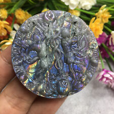 Top！AA+Natural Purple Labradorite Carved Gemini Quartz Crystal Reiki Healing 1PC picture