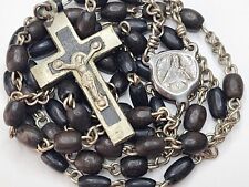 Antique Vintage 1800s Irish Immigration Catholic Rosary Ebony Crucifix France picture