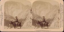 STEREOVIEW MINER ON TRAIL SIERRA NEVADA MOUNTAINS CALIFORNIA picture
