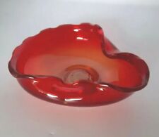 Vintage LE Smith Art Glass Bowl Amberina Red Conch Shell Dish Tangerine picture