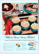 1945 Lipton's Noodle Soup Vintage Print Ad Party For Pennies Holiday Buffet picture