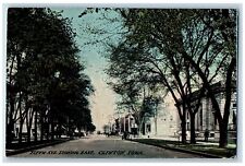 Clinton Iowa IA Postcard Fifth Avenue Looking East Trees Scene c1920's Antique picture
