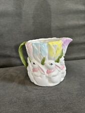 Vintage Ceramic Easter Bunny or Rabbit & Tulips Pitcher, 5.5