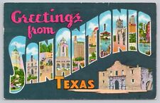 San Antonio Texas, Large Letter Greetings, The Alamo, Vintage Postcard picture