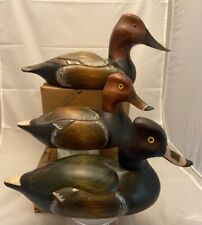 Three Vintage A Wooden Bird Factory Drake Duck Decoys Signed Excellent Condition picture