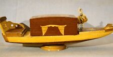 Vintage Mahogany Boat Form Music Box Cigarette Dispenser w/ Automoton Dancer  picture