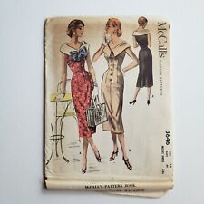 1950s Vintage McCalls 3646 Almost Off The Shoulder Portrait Collar Dress Pattern picture