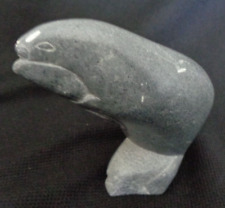 Inuit Soapstone Seal Sculpture Alaskan Native Carving Carved Gray Sea Animal Art picture