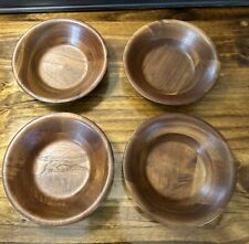 Vintage Vermillion Real Walnut Wood Bowl Wooden Salad Individual Dishes 6”Set 4 picture