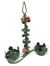 Vintage Italian Toleware Metal Strawberry Candlestick Holder Candle Stick Italy picture