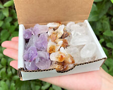 Amethyst, Citrine, Quartz Points Crystal Collection in Box 1/2 lb Bulk Mixed Lot picture