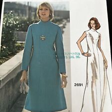 Vintage 1960s Vogue 2691 Mod Pertegaz A-Line Dress Sewing Pattern 12 XS UNCUT picture