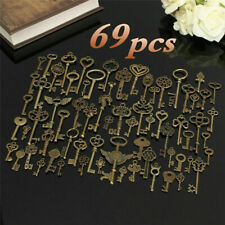 Set of 69 Antique Old Look Ornate Skeleton Keys Lot Pendant Fancy Heart Wing NEW picture