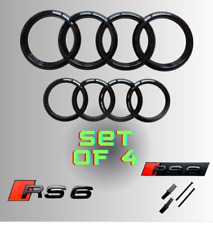 Audi RS6 Gloss Black Set of 4 Front Rear Rings Badge Grill Boot Lid Trunk Emblem picture
