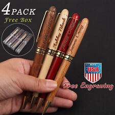 4PCS Personalized Wood Ballpoint Pens set Customized Laser Engraved bulk pens picture