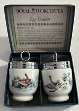 VTG Royal Worcester Set Of 2 Egg Coddlers Bird Design Porcelain Made In England picture