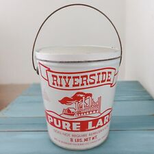 RIVERSIDE Paducah, Kentucky 8 Lb. Lard Can Tin Pail Bucket Vintage Advertising picture