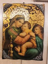 Painting Madonna Of Toddler Toilet On Wood Fogliaoro Corners Silver picture