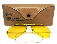 Ray-Ban USA Vintage 1970s B&L Aviator Ambermatic 12k GF Nr.Mint Sunglasses &Case picture
