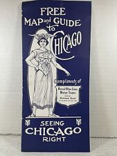 1920's Chicago Map Guide Royal Blue Line Motor Tours Morrison Hotel picture