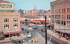 Meriden CT Connecticut Traffic Control Tower Main Street 1950s Vtg Postcard Z8 picture