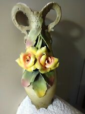 Antique Art Nouveau AMPHORA TEPLITZ Pottery Porcelain Vase Yellow Roses 13