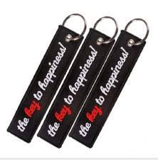 3x The Key to Happiness Motorcycle Embroidered Luggage Keychain Keyrings Key Tag picture